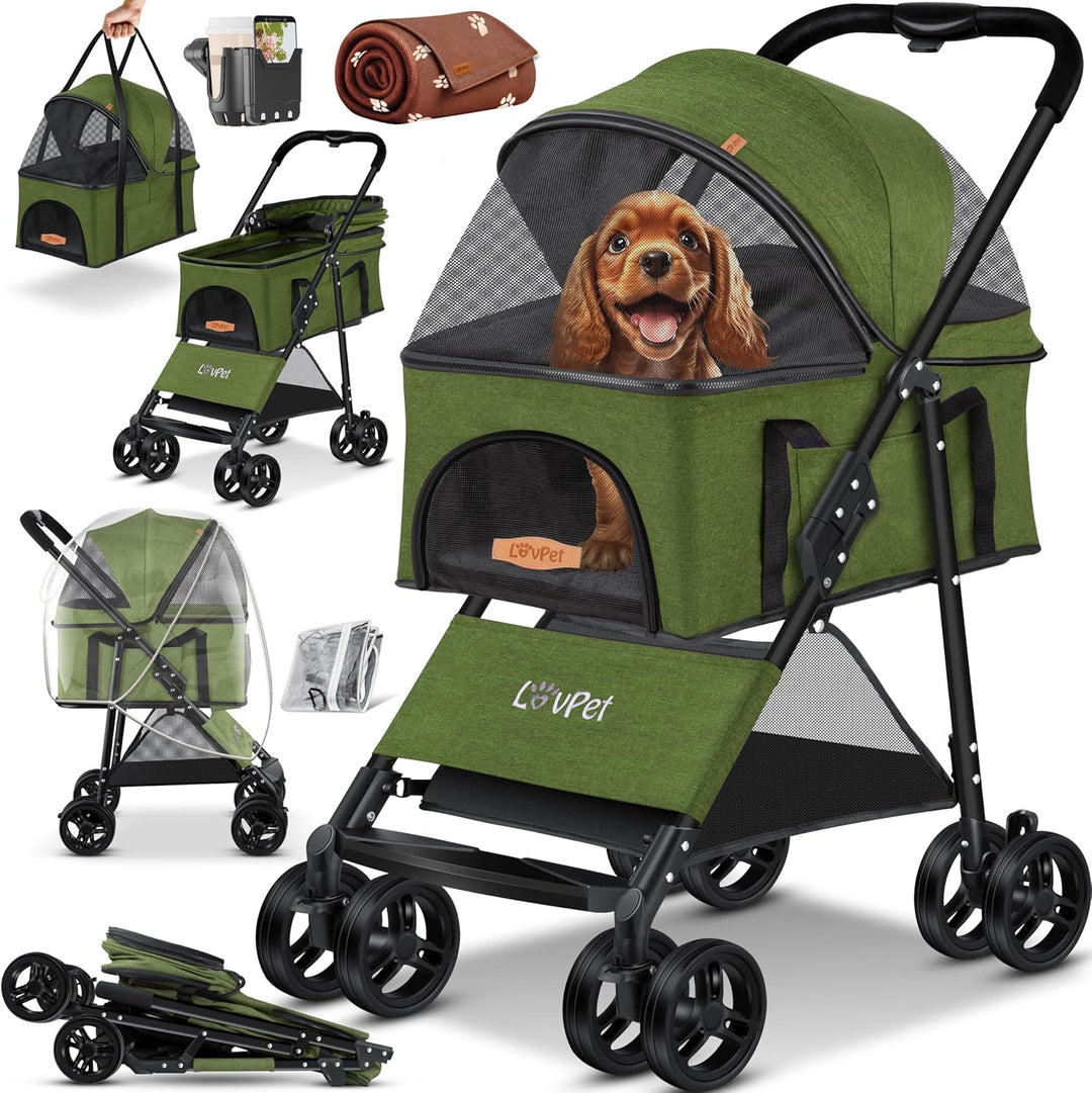 LOVPET® Hundewagen 2in1 Hundebuggy Hundebox Transporttasche Faltbar klappbar bis 20kg Haustiere Bugg