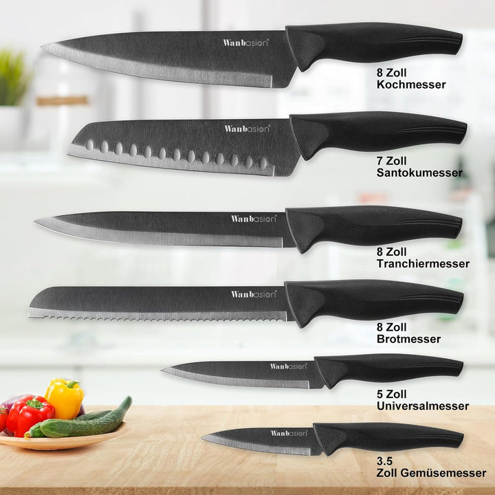 Wanbasion Küchenmesser Set Scharf, Küchenmesser Set Spülmaschinenfest, Messerset Küche Stahl Edelsta