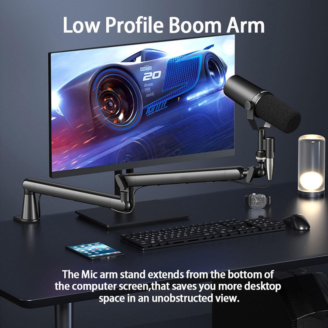 Gaming Mikrofon mit Low Profile Mic Arm, Mikrofonarm mit Kabelkanälen für Podcast Streaming Studio G