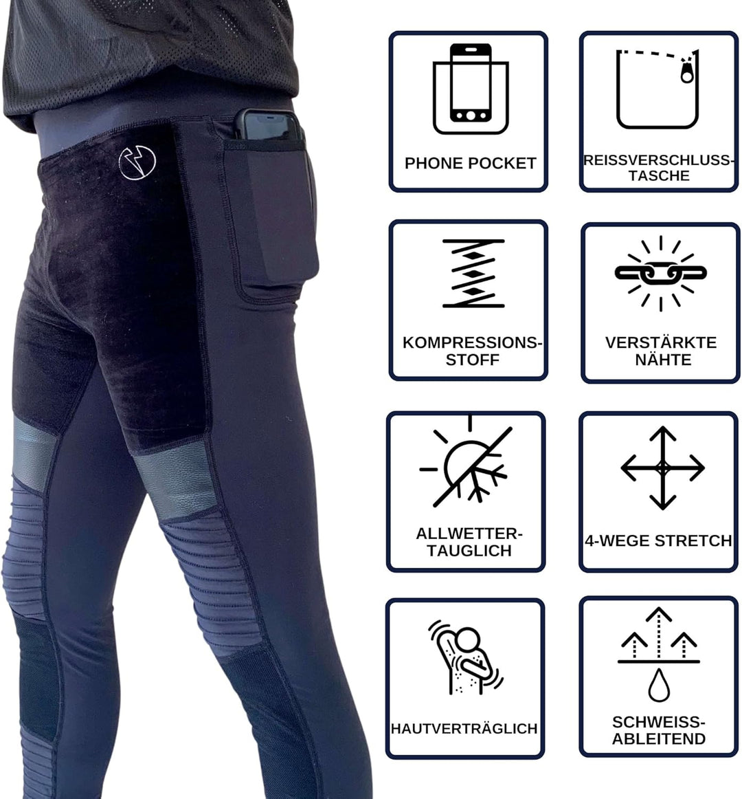 Kapow Meggings für Herren 'Supreme Range': Deluxe Kompressionsleggings mit Taschen für Streetstyle,