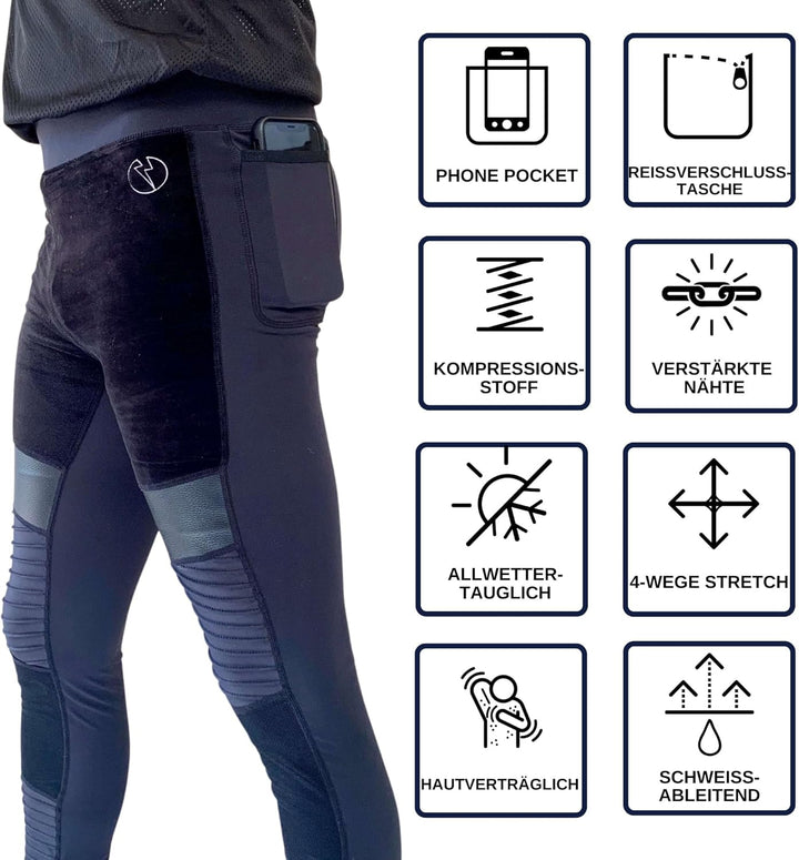 Kapow Meggings für Herren 'Supreme Range': Deluxe Kompressionsleggings mit Taschen für Streetstyle,