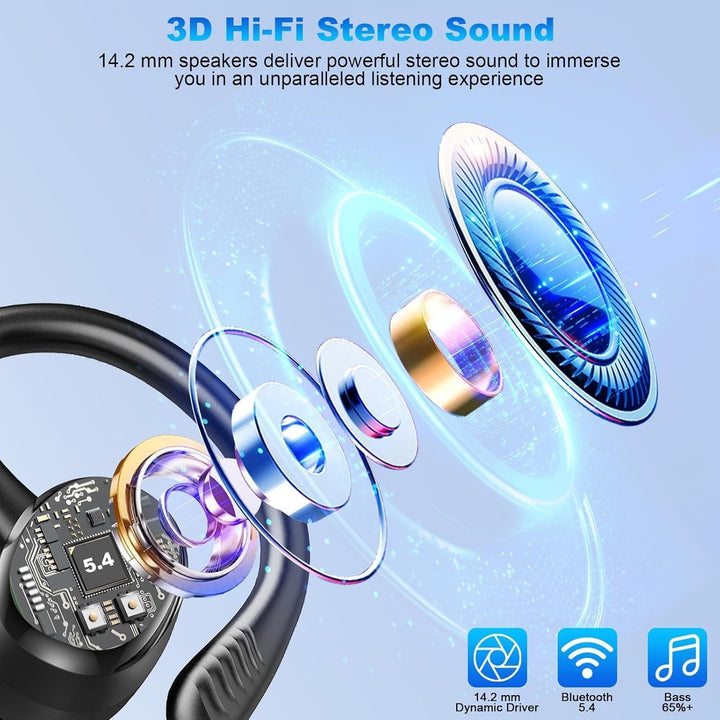 Bluetooth 5.4 Kopfhörer Sport, 2026 Neu In Ear Kopfhörer Kabellos Bluetoothmit 4 ENC Mic/6D Stereo,