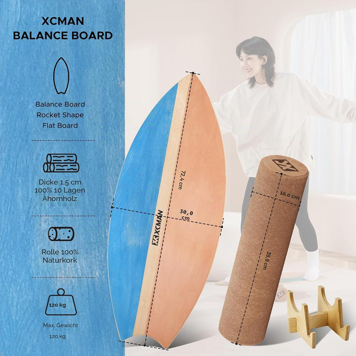 XCMAN Surf Balance Board Trainer Mit Rolle - Stabilitätstrainer Für Erwachsene Und Kinder, Zum Surfe
