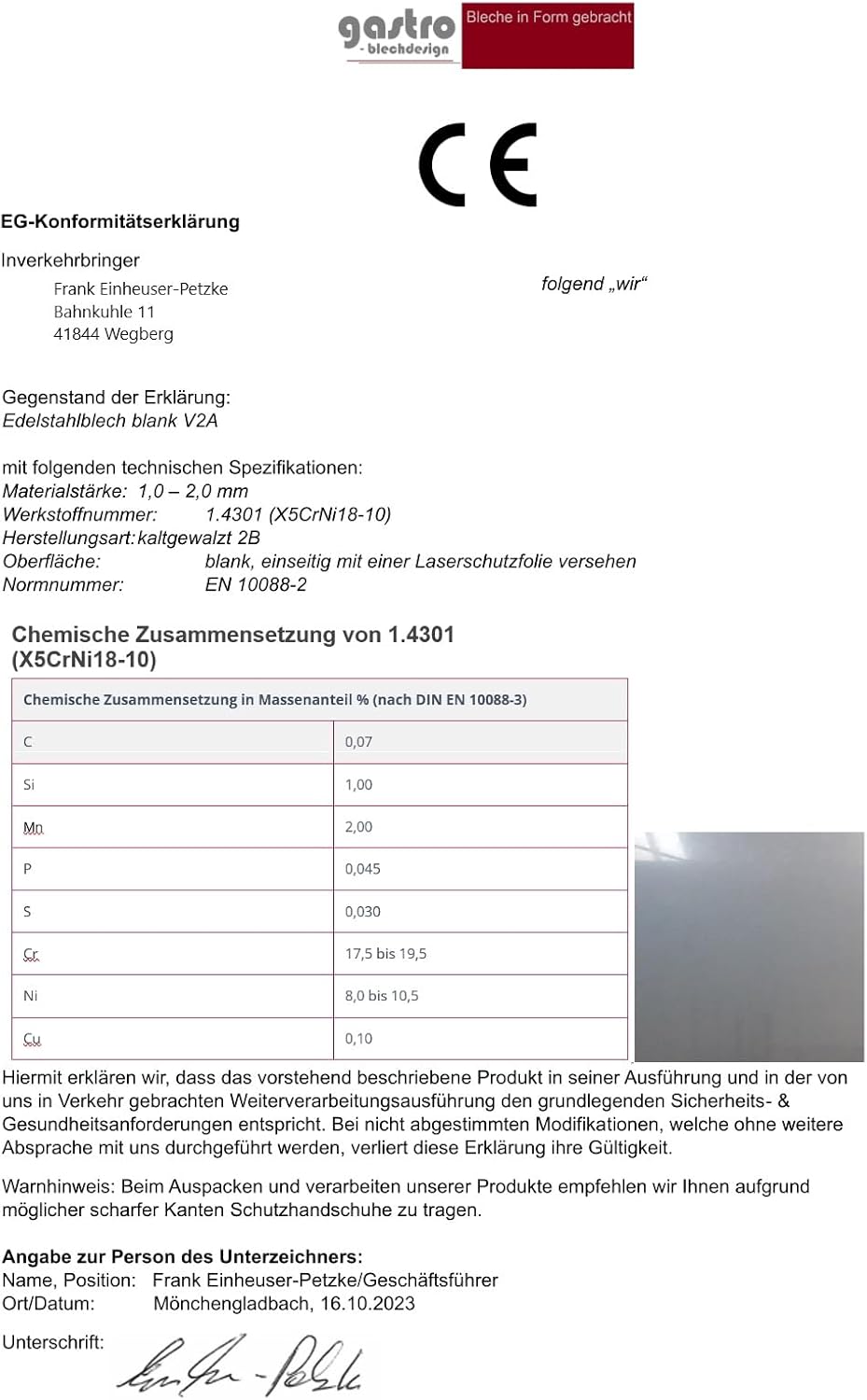 Gastro-Blechdesign Übergangsprofil, Edelstahl blank, 1,5 mm stark, Übergangsprofile, 2000 x 30 mm Üb