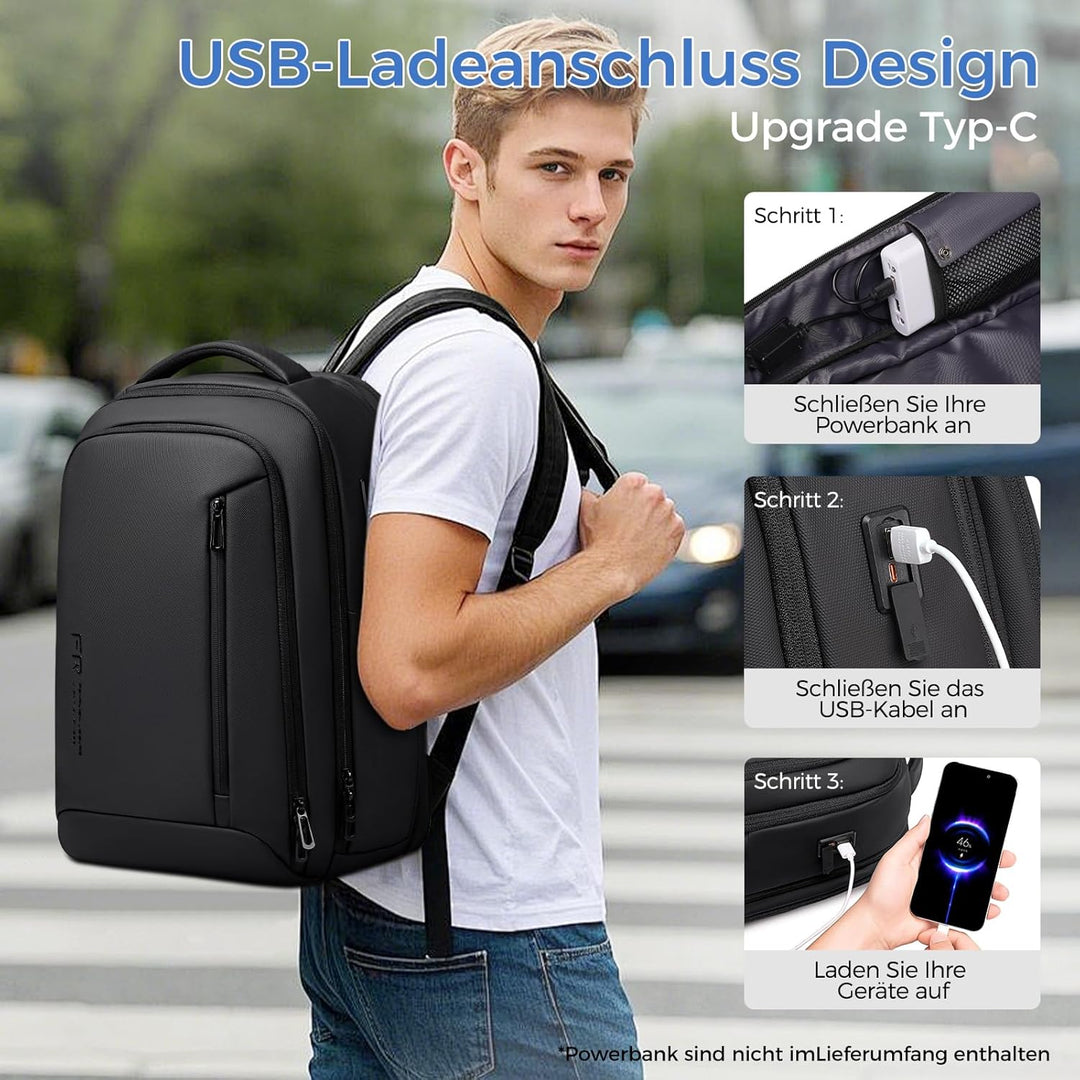 Business Rucksack Herren, USB-Anschluss – Arbeitsrucksack-Travelite Rucksack Erweiterbar 26L-38L für