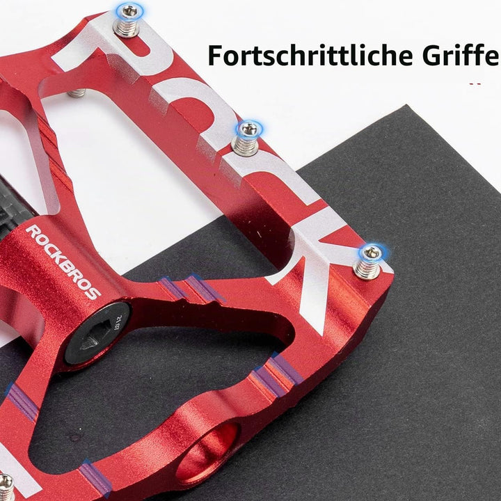 ROCKBROS Fahrradpedale 9/16" Aluminiumlegierung MTB Pedale Mit Abgedichtete Lager Rot, Rot