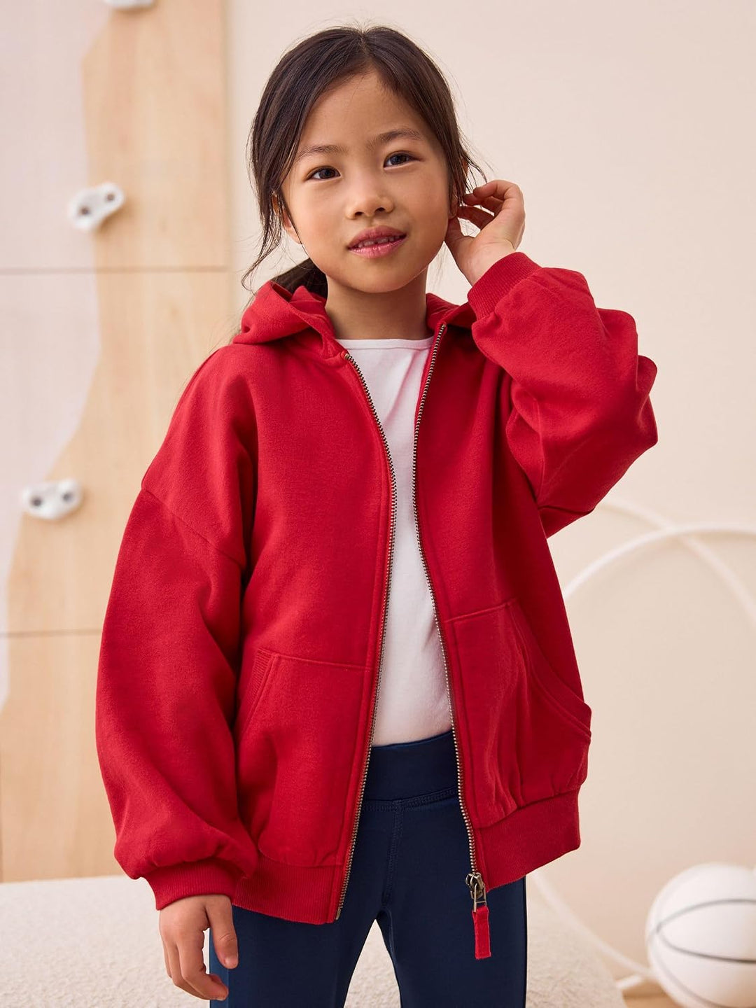 Next Mädchen Sportliche Kapuzenjacke mit hohem Baumwollanteil 116 Rot, 116 Rot