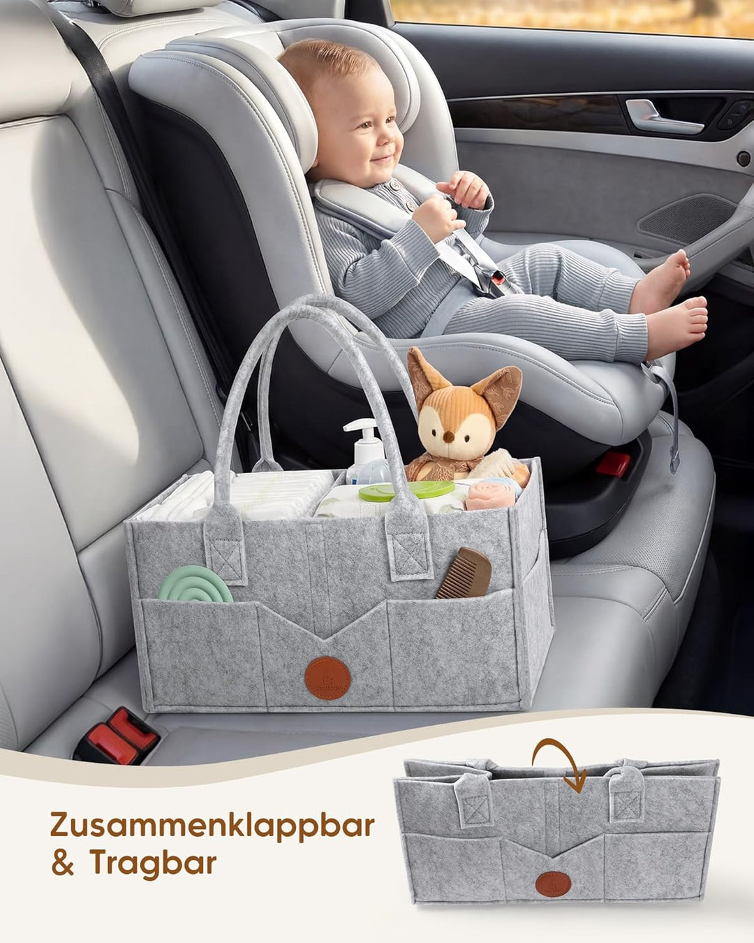 Maliton Wickeltisch Organizer, Baby Windel Caddy Organizer Newborn Essentials, Robuster Tragbarer Fi