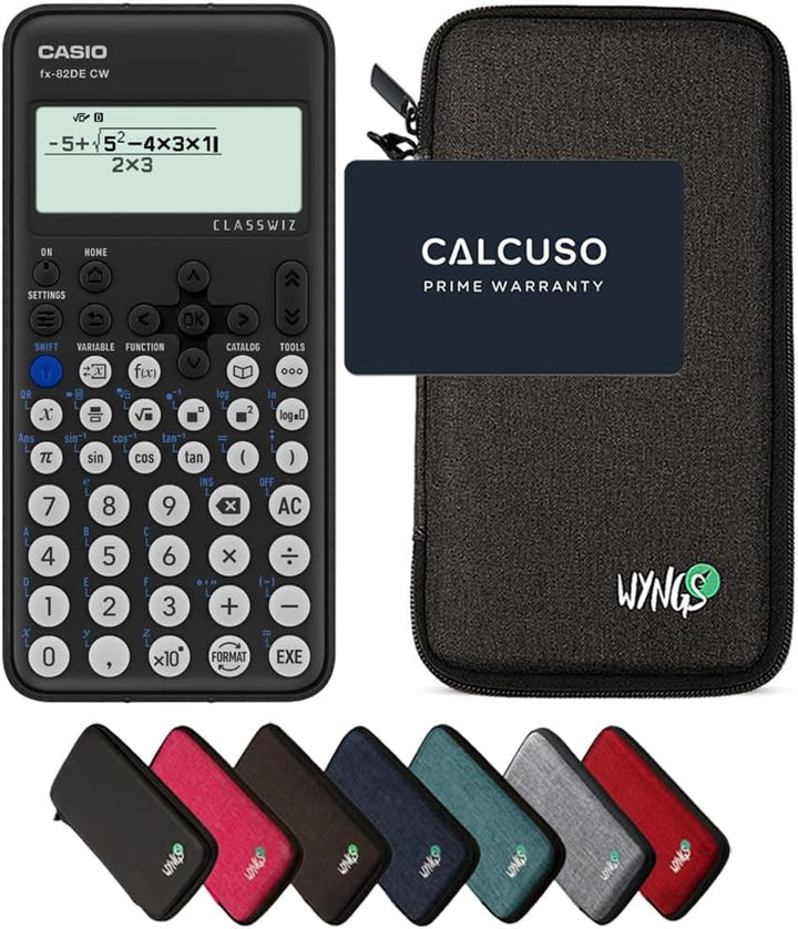 CALCUSO Sparpaket: Casio FX-82DE CW ClassWiz technisch-wissenschaftlicher Schulrechner + WYNGS Schut