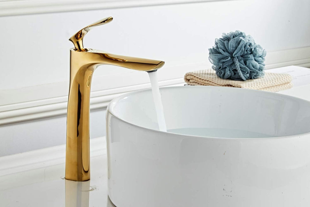 Leekayer Bad Waschbecken Wasserhahn Hoch Körper Einhand Einlochmontage Toilette Gold Chrom Messing,L