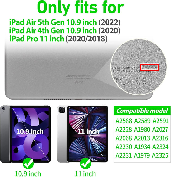 Timecity Hülle für iPad Air 5. / 4. Generation 2022 / 2020 10,9" Stossfeste Displayschutz Schutzhüll