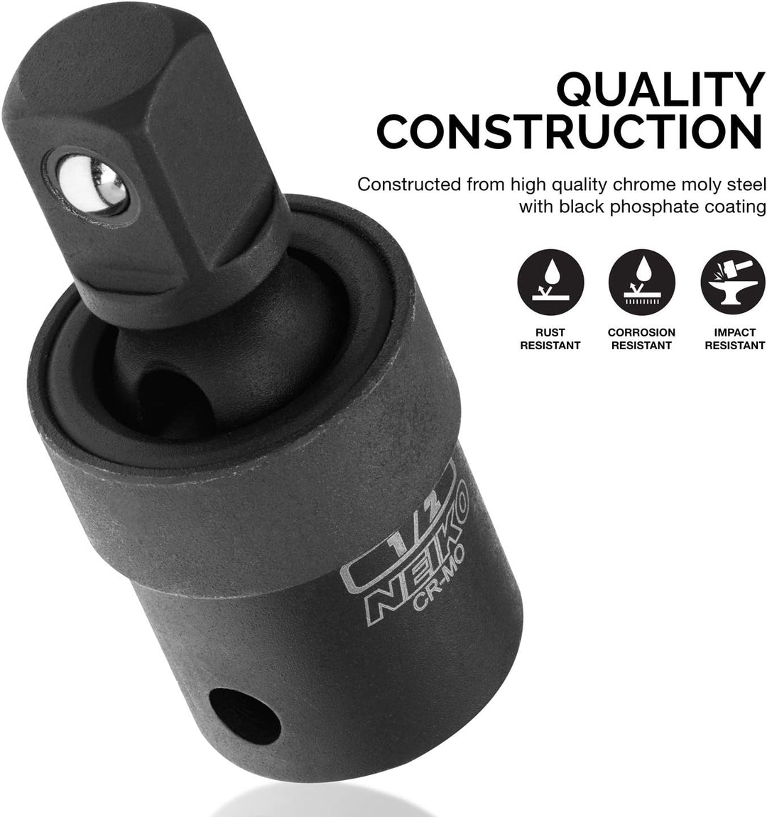 Neiko 02486A Universalgelenk-Drehgelenk-Steckschlüssel-Adapter-Set, 3-teilig, 1/4 Zoll, 3/8 Zoll, 1/