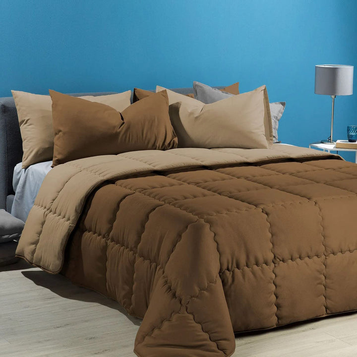 Caleffi - Moderne Steppdecke, einfarbig für französisches Bett und französisches Bett, Mokka Regina