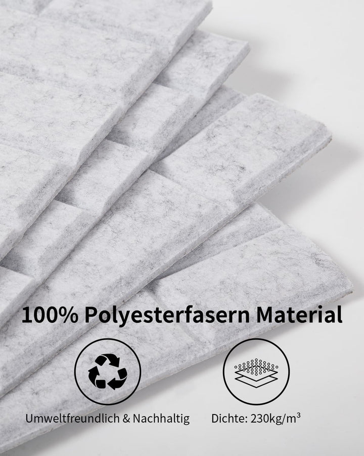 AsmeSonic Akustikplatten selbstklebend 8 Stück, 30x30x0.9cm Akustikpaneele Wandpaneele, Akustische B