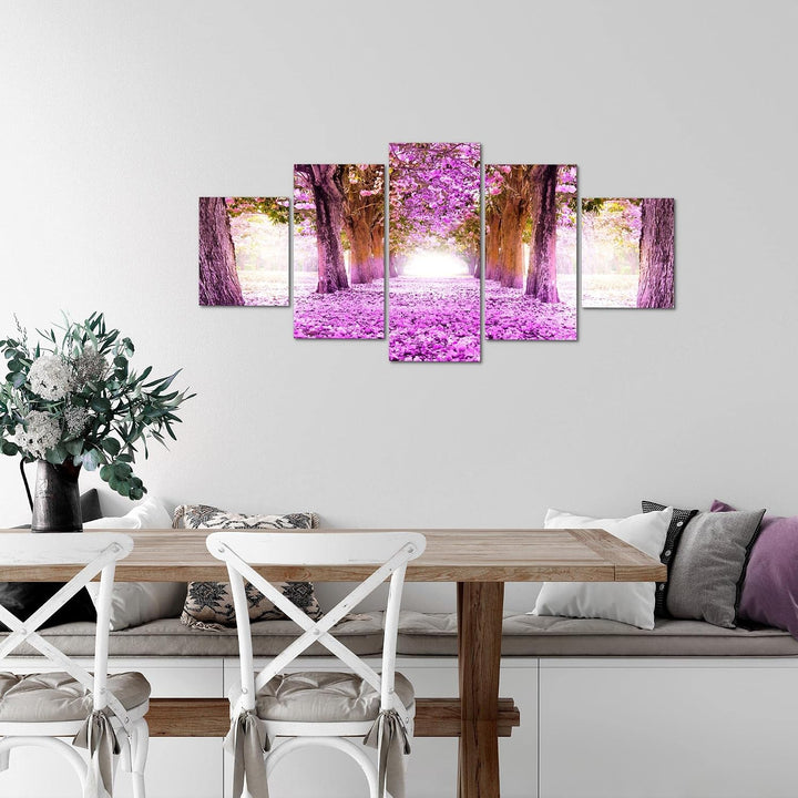 Runa Art Wandbilder Wald Landschaft 5 Teilig Bild auf Vlies Leinwand Deko Schlafzimmer Wohnzimmer Na