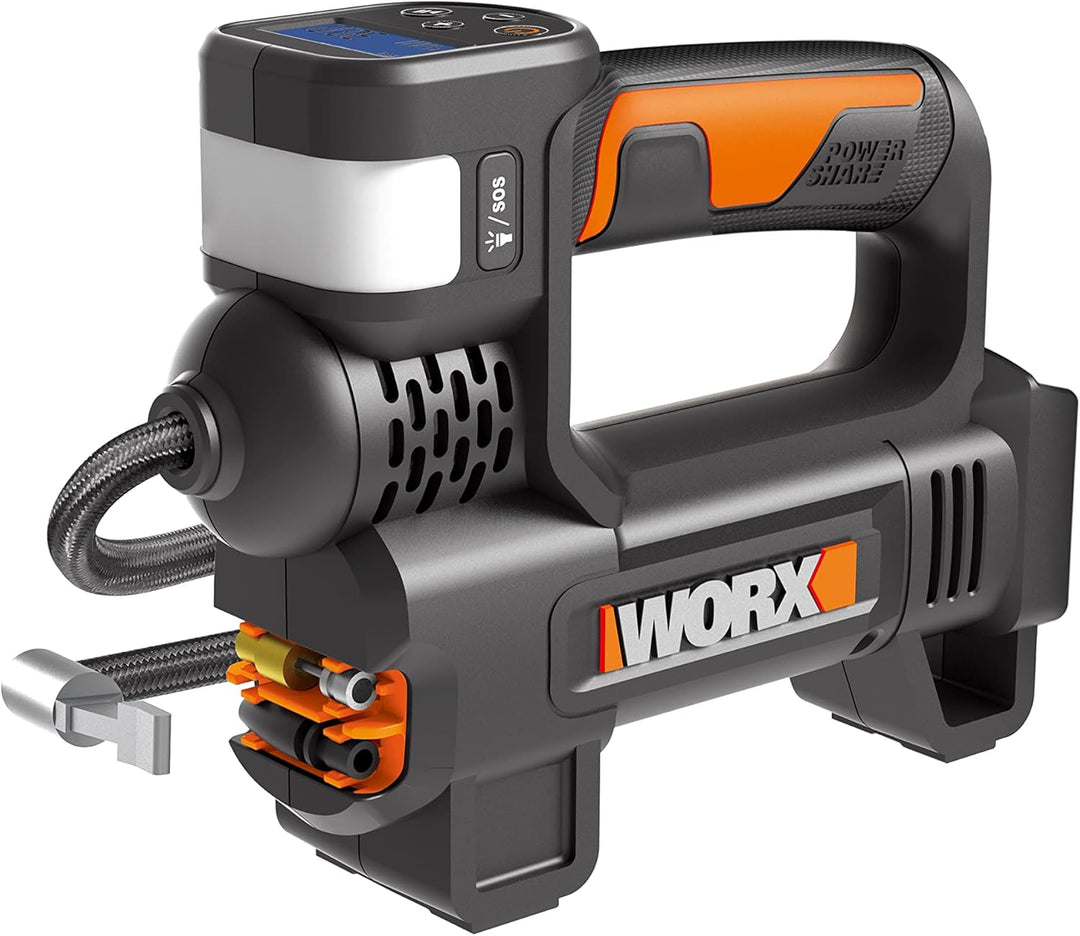 WORX WX390 Bohrhammer SDS-plus & WX092.9 Akku-Kompressor - 4 in 1: multifunktionale Luftpumpe 1,2 Jo