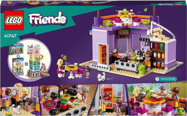 LEGO 41747 Friends Heartlake City Gemeinschaftsküche Spiel-Set mit Koch-Zubehör, 3 Mini-Puppen und d