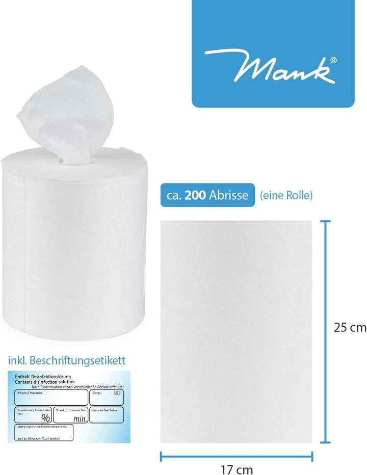 Reinigungstuch M-Wipes aus Spunlace ca. 200 Abrisse Weiss Vliesrolle im Spendereimer Wischtuch Reini