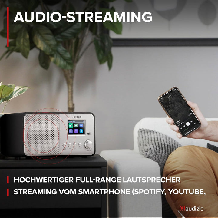 Audizio Avio - Kompaktes DAB Plus Radio mit Bluetooth, Digitalradio, FM & UKW, AUX, 30 Watt Lautspre