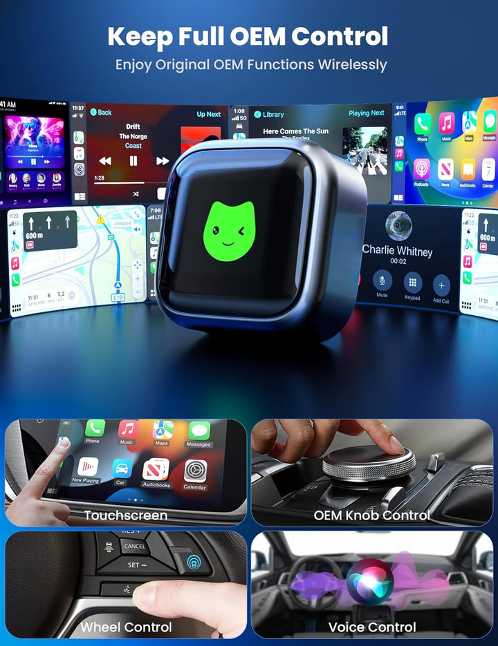 CarPlay Wireless Adapter für Apple 2026 Upgrade, Wired zu Wireless CarPlay, USB &amp; Type-C Dual-Port,