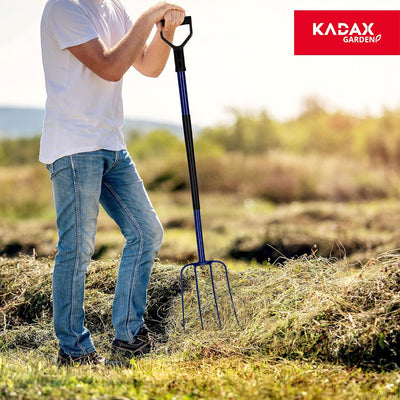 KADAX Heugabel mit Stiel aus Metall, Forke aus Stahl, Grabegabel mit D-Griff, Gabel für Garten, Gart