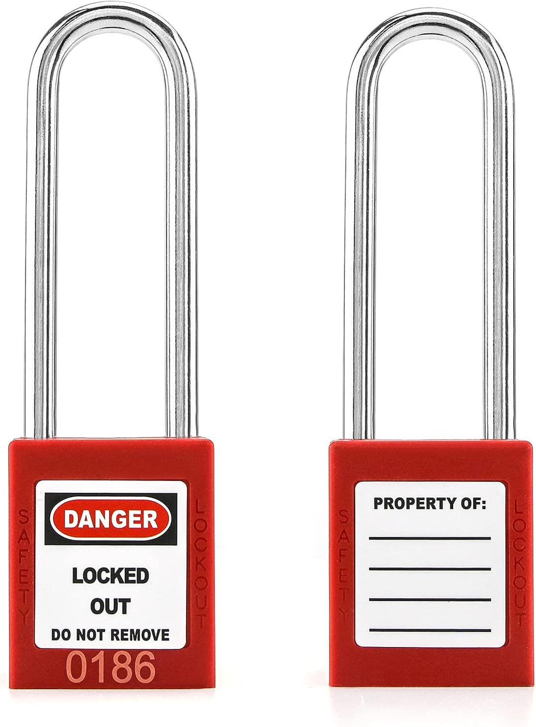 QWORK® Lockout Vorhängeschloss, 2Stk Vorhängeschlösser mit 4 Schlüssel, mit 76 mm verlängertem Schlo