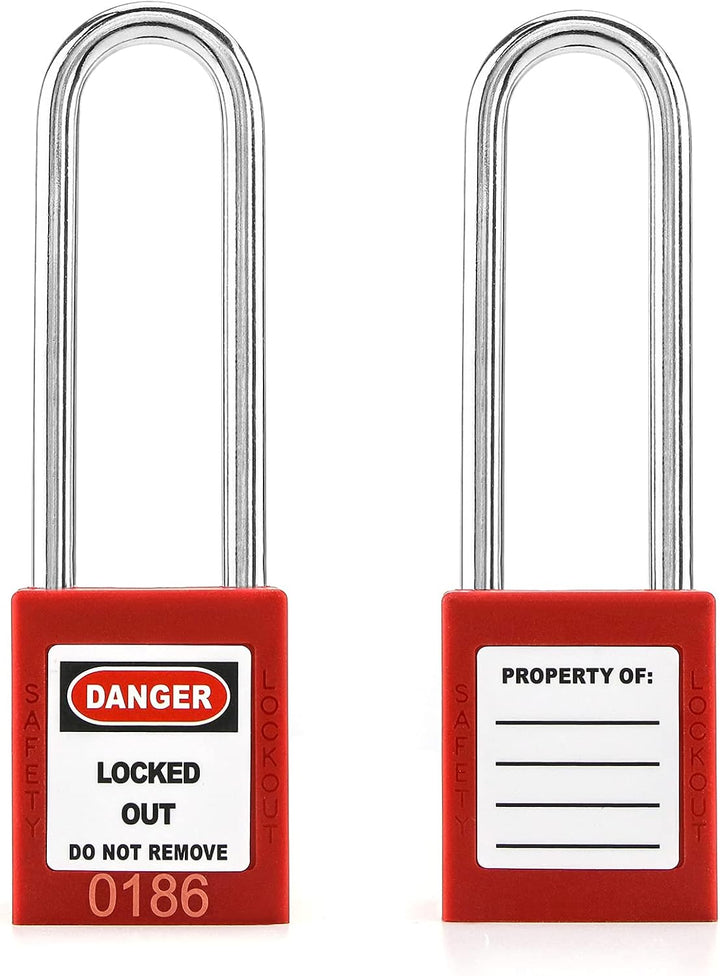 QWORK® Lockout Vorhängeschloss, 2Stk Vorhängeschlösser mit 4 Schlüssel, mit 76 mm verlängertem Schlo