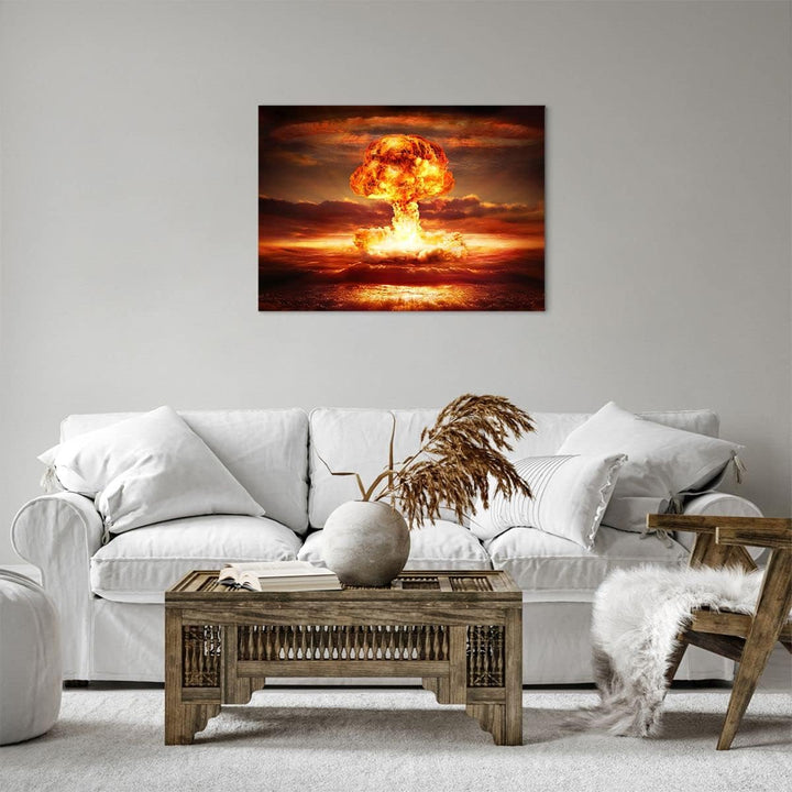 Bilder auf Leinwand Krieg Atombombe Pilz Apokalypse Leinwandbild 70x50cm Wandbilder Dekoration Wohnz