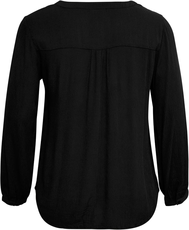 KAFFE CURVE Langarm-Bluse KCami Damen Bluse Grosse Grössen Langarm V-Ausschnitt Shirt 46 Black Deep,