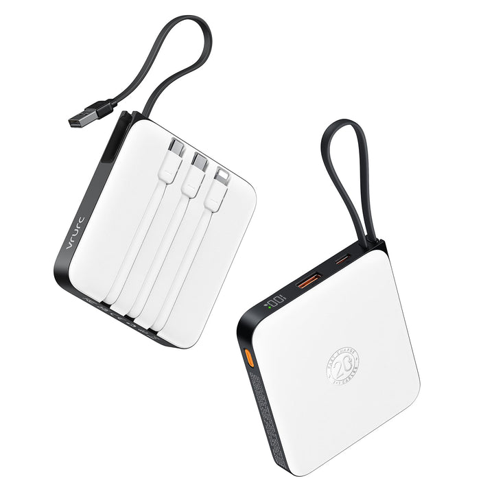 VRURC 20000mAh Power Bank mit Kabel Klein USB C Powerbank Schnelles Aufladen Mini Tragbares Ladegerä