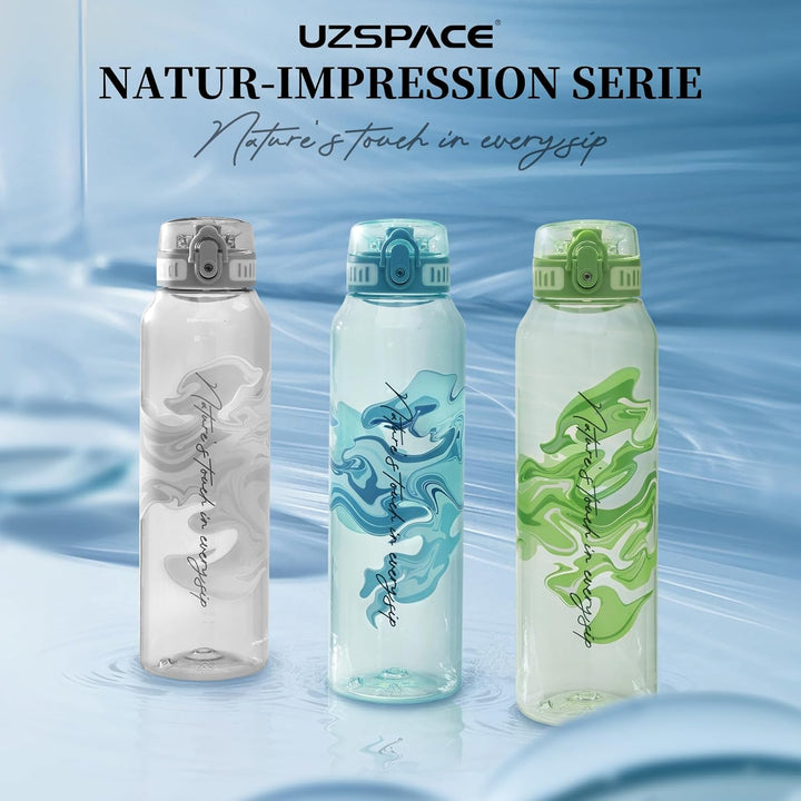 UZSPACE Trinkflasche Sport 1L, Tritan Bpa-Frei Trinkflasche Auslaufsicher mit Einhandbedienung, Kohl