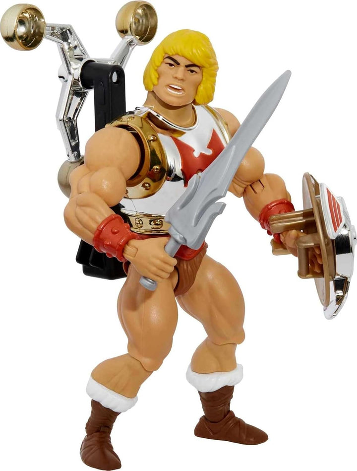 Masters of the Universe HDT22 - Origins Deluxe He-Man mit fliegenden Fäusten, 14 cm grosse Actionfig