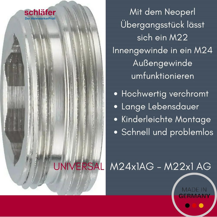 Schläfer 632515 - 5 Stück | M 24x1 aussen/M 22x1 aussen - Kompatible Neoperl Reduktion, (Reduzierstü