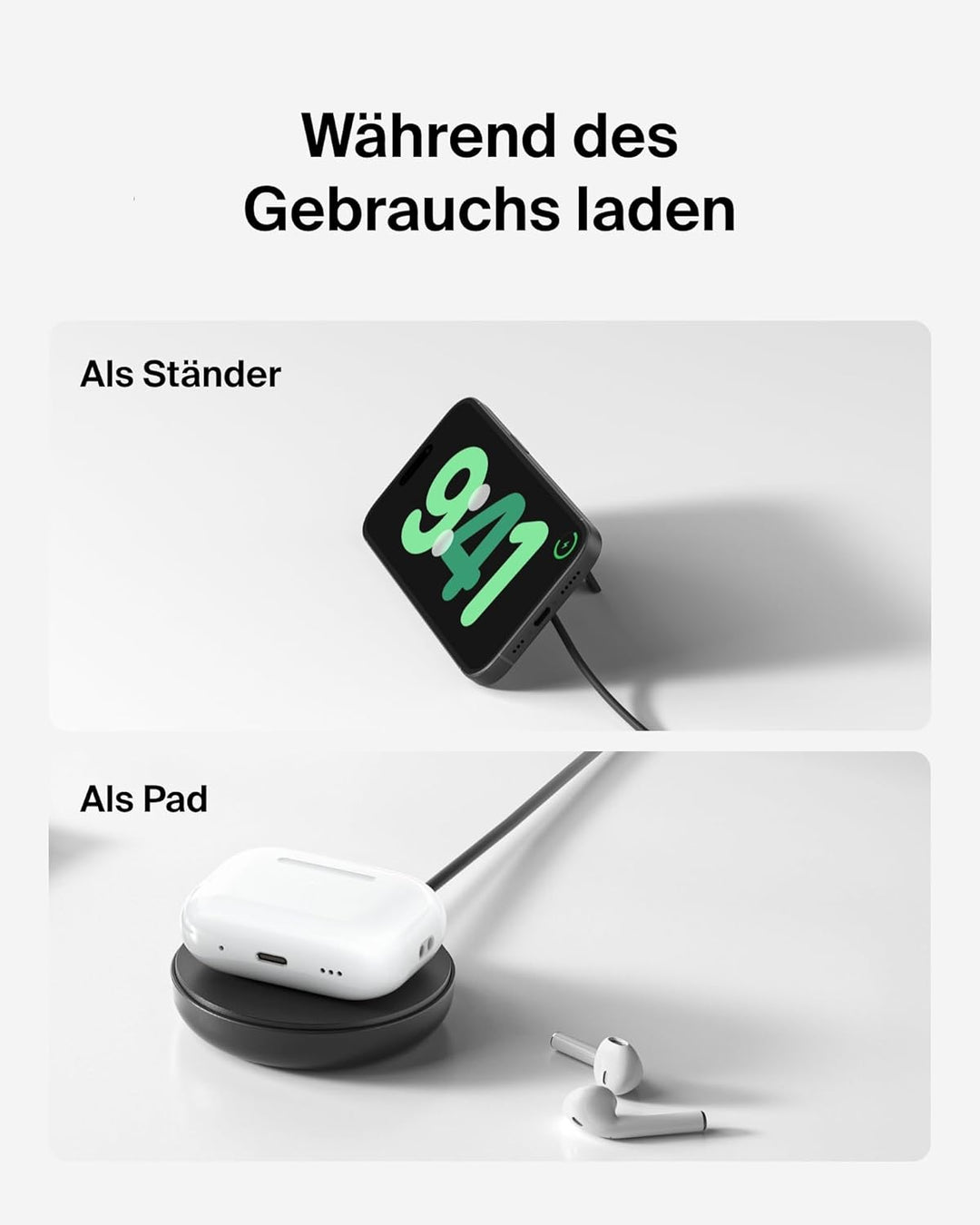 Belkin Magnetisches Kabelloses Ladegerät (15W) mit Ständer – zertifiziertes MagSafe Ladegerät, Qi2 L