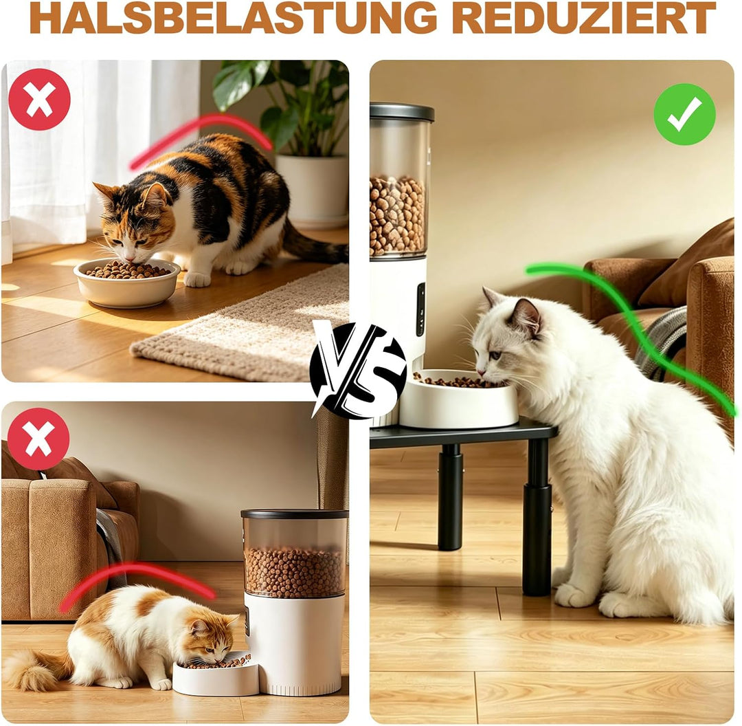 Verstellbarer Stand für Automatischer Katzenfütterständer, Entlastet Wirbelsäule und Gelenke spürbar