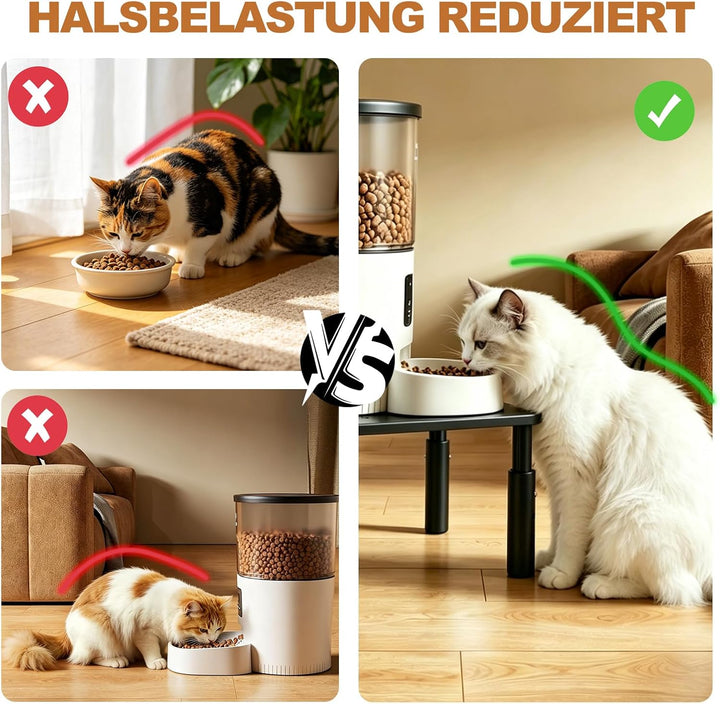 Verstellbarer Stand für Automatischer Katzenfütterständer, Entlastet Wirbelsäule und Gelenke spürbar