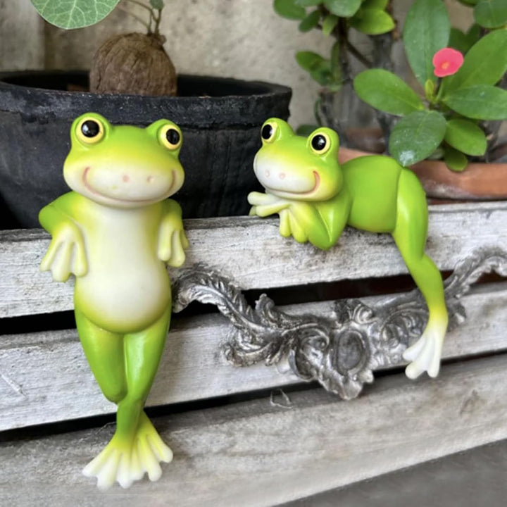 DZAY 2 Stück Blumentopf Hänger Frösche Deko Figuren Frosch Deko Frösche Tiere Harz Statue Gartendeko