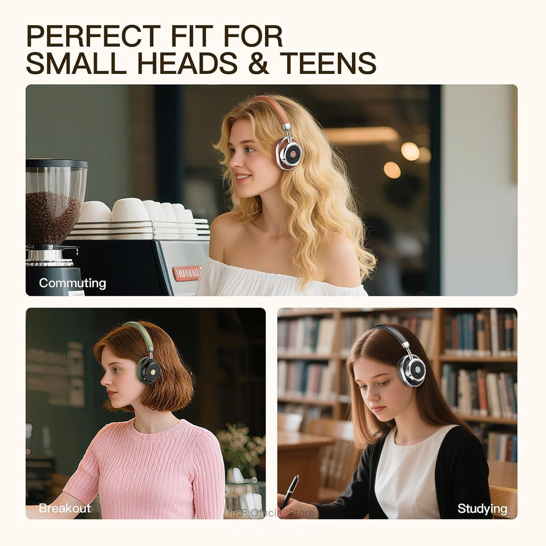 iKF Rona Retro Kopfhörer Bluetooth Mit Adaptive Noise Cancelling, Vintage Kopfhörer Kabellos, Hi-Res