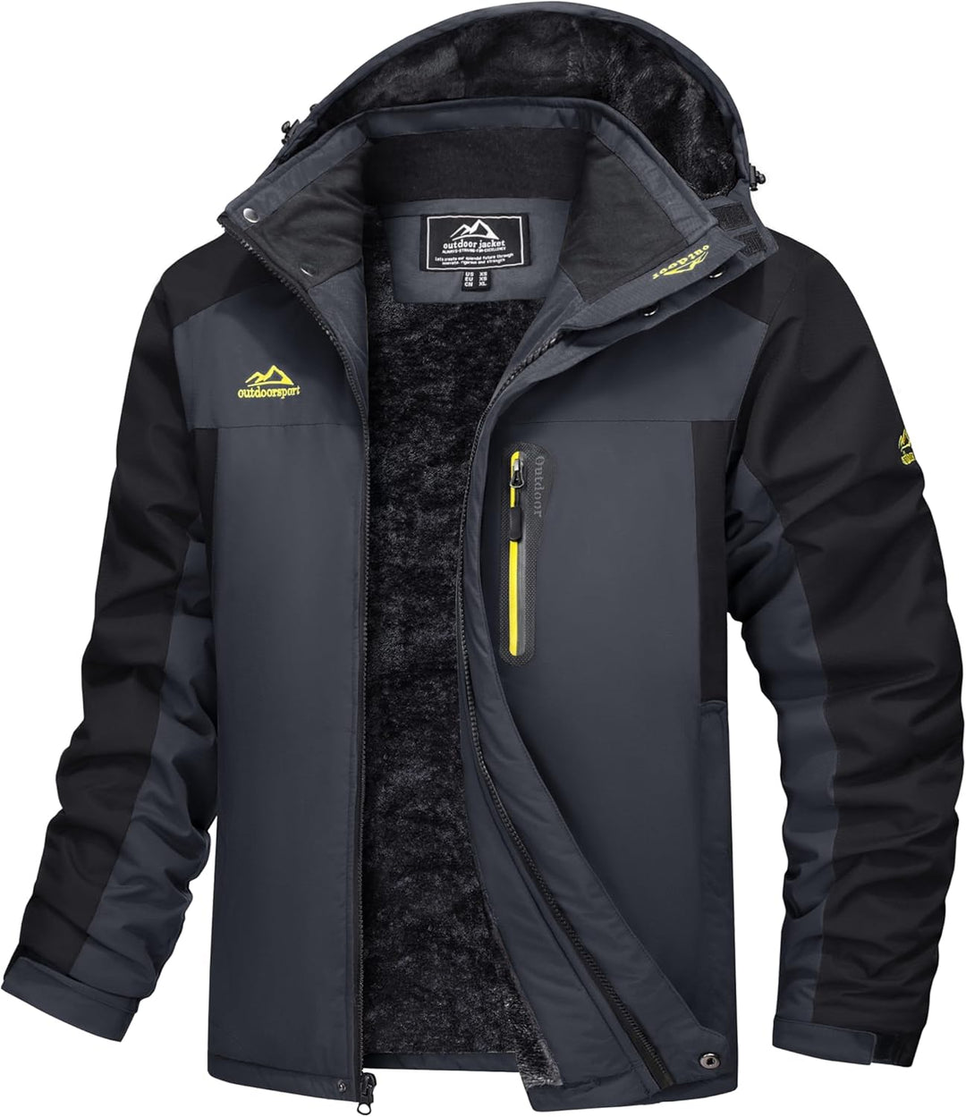 TACVASEN Herren Warme Skijacke Gefütterte Winterjacke Wasserabweisende Funktionsjacke mit Abnehmbare
