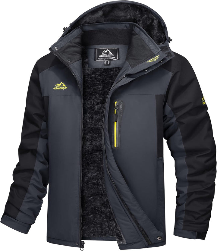 TACVASEN Herren Warme Skijacke Gefütterte Winterjacke Wasserabweisende Funktionsjacke mit Abnehmbare