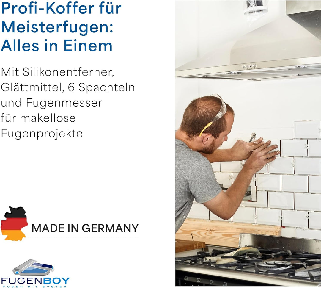 Fugenboy® Profi-Koffer - Silikon Fugenwerkzeug Made in Germany | Enthält Silikon-Entferner, Silikon