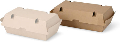 BIOZOYG Take Away Kraftkarton Box 50 Stück I robuste Fast Food Boxen mit hohem Klappdeckel I Snack B