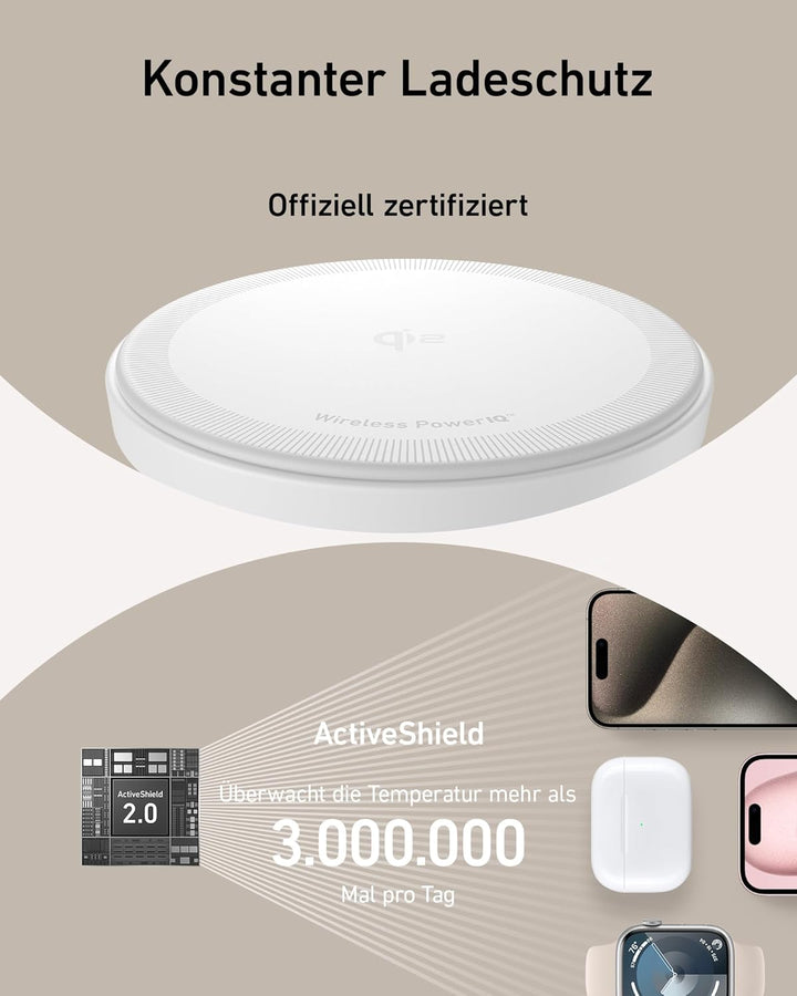 Anker MagGo 3-in-1 Kabellose Ladestation, 15W kabelloser Ladeständer, MagSafe-kompatibel, Qi2-zertif