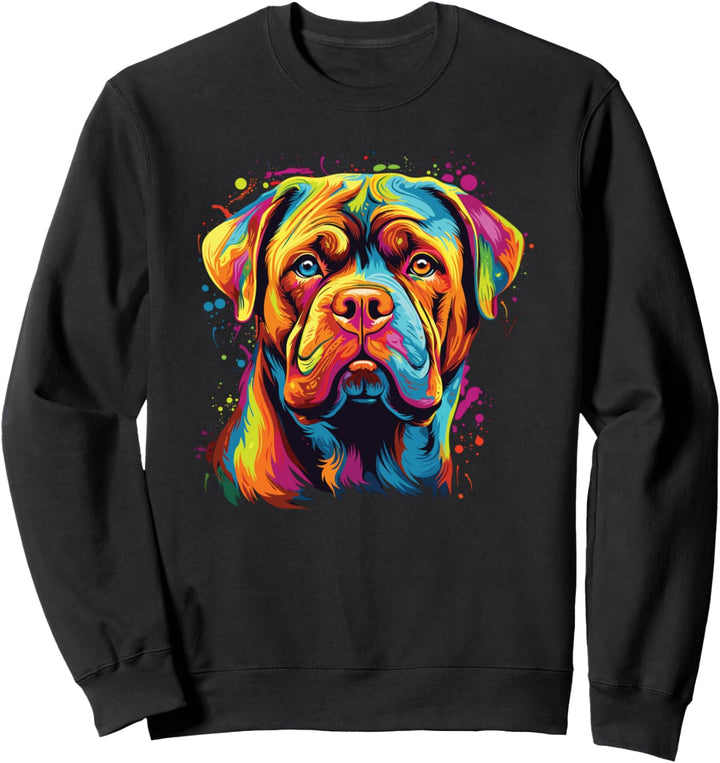 Wasserfarben Farbenfroher Bordeauxdogge Hunde Sweatshirt