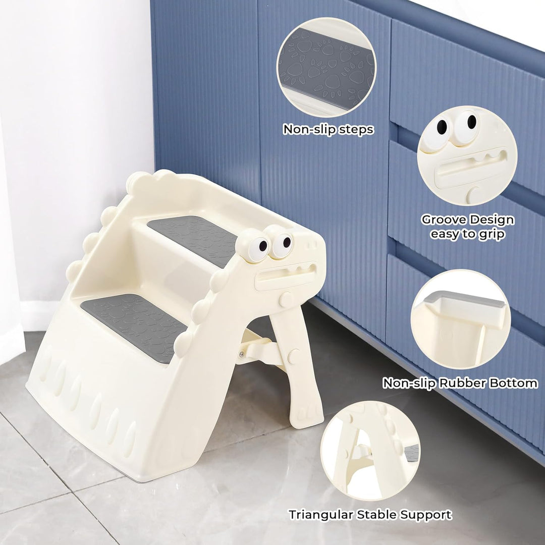 Onasti Klappbarer Tritthocker Kinder, 2-stufiger Rutschfester Hocker für Kinder, ideal für Töpfchen,