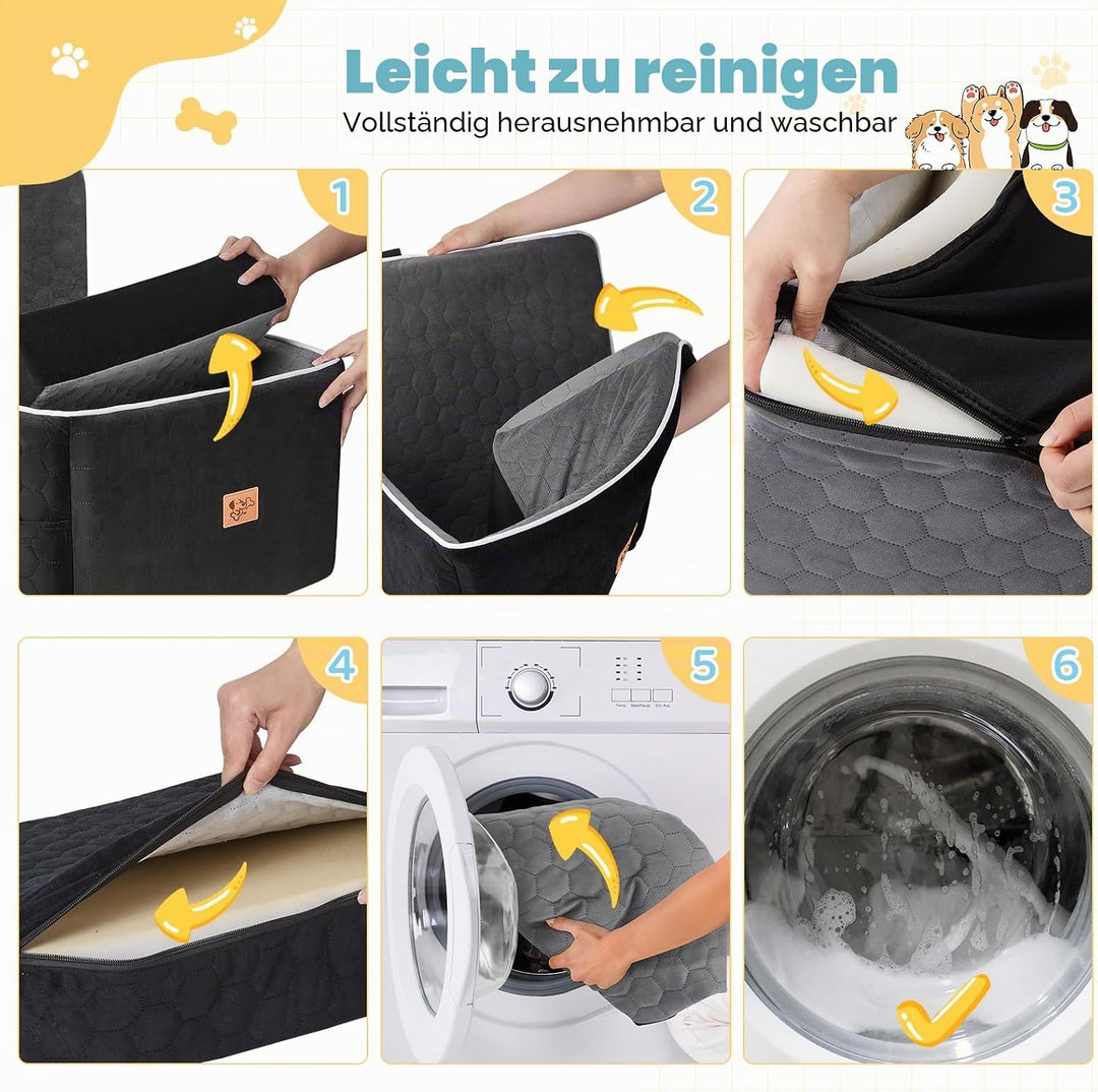 Hunde Autositz für Kleine und Mittelgrosse 52x52x50cm, Abnehmbarer und Waschbarer Sitzerhöhungssitz