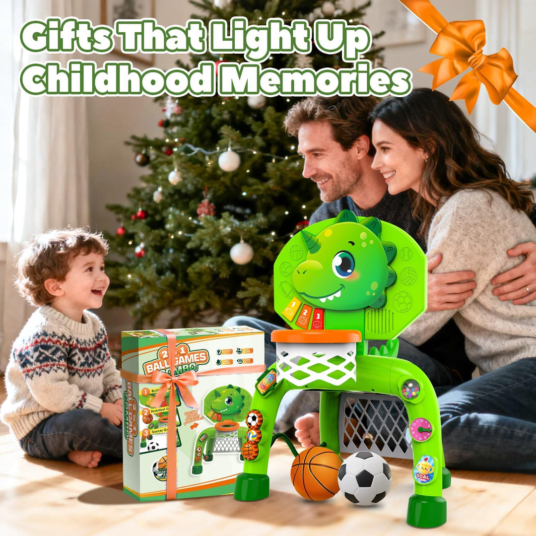 Basketballkorb Kinder &amp; Fussballtore für Garten Kinder 1-3 Jahren, Dinosaurier Geschenke für Jungen,