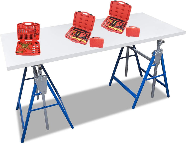Daromigo Gerüstbock, 2x Unterstellbock 7-fach höhenverstellbar 80-130 cm, klappbar Metallbock Klappb