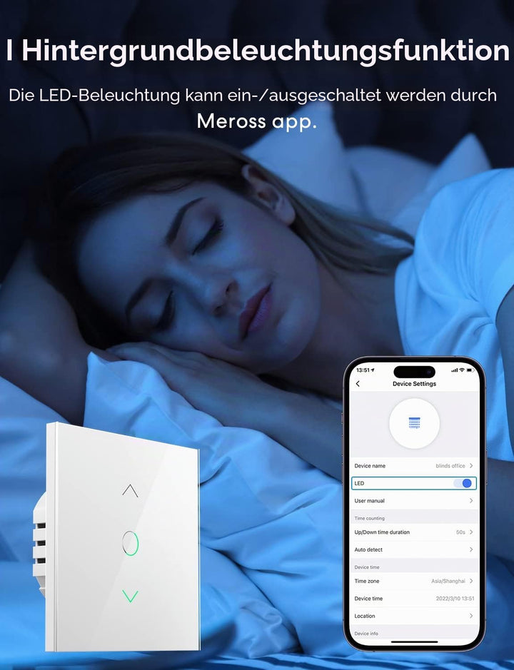 meross WLAN Rolladenschalter funktioniert mit Homekit, Alexa Rolladen, Smart Jalousien Schalter benö