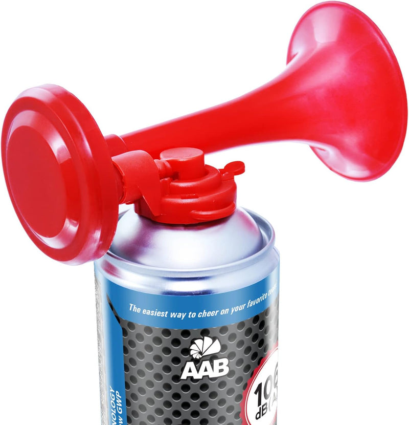 AAB Signal Horn – Laut Nebelhorn 106 dB(A) Mit Nicht Brennbarem Gas, Airhorn, Fussball Tröte, Gasfan